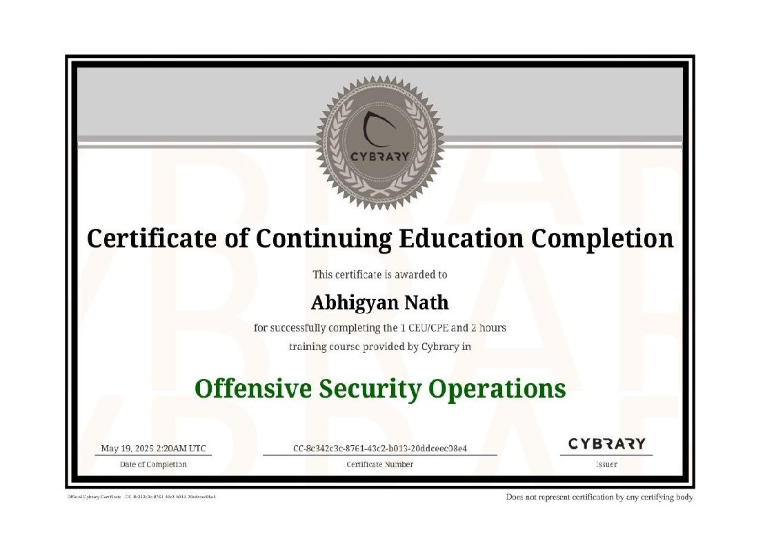 Offensive Security Operations certificate